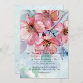 Roze Cherry Blossom Wedding Invitation Kaart (Voorkant / Achterkant)