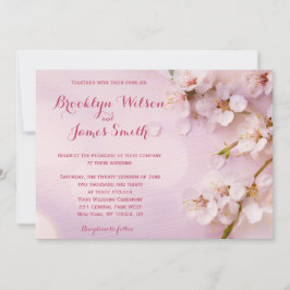 Roze Cherry Blossom Wedding Invitations Kaart