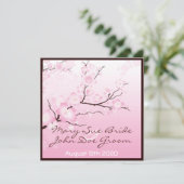 Roze Cherry Blossom Wedding Invitations Kaart (Staand voorkant)