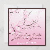 Roze Cherry Blossom Wedding Invitations Kaart (Voorkant)