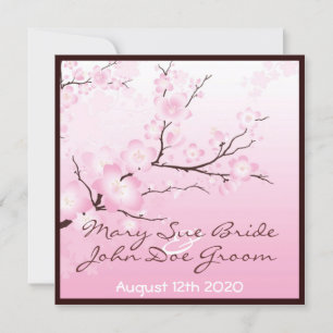 Roze Cherry Blossom Wedding Invitations Kaart