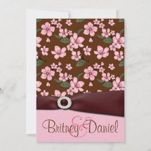 Roze Cherry Blossom Wedding Invitations Kaart