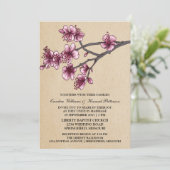 Roze  Cherry Blossom Wedding Invite Kaart (Staand voorkant)