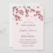 Roze Cherry Blossom Wedding Kaart (Voorkant)