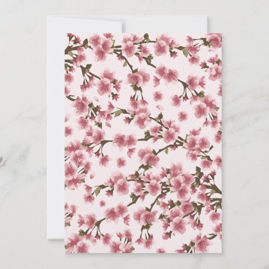 Roze Cherry Blossom Wedding Kaart (Achterkant)