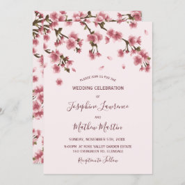 Roze Cherry Blossom Wedding Kaart