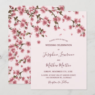 Roze Cherry Blossom Wedding Kaart