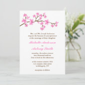 Roze Cherry Blossom Wedding Kaart (Staand voorkant)