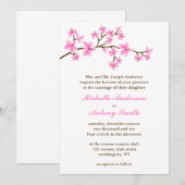 Roze Cherry Blossom Wedding Kaart (Voorkant / Achterkant)