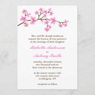 Roze Cherry Blossom Wedding Kaart