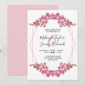 Roze Cherry Blossom Wedding Kaart (Voorkant / Achterkant)