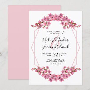 Roze Cherry Blossom Wedding Kaart