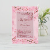 Roze Cherry Blossom Wedding Kaart (Staand voorkant)