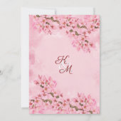 Roze Cherry Blossom Wedding Kaart (Achterkant)