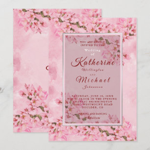 Roze Cherry Blossom Wedding Kaart