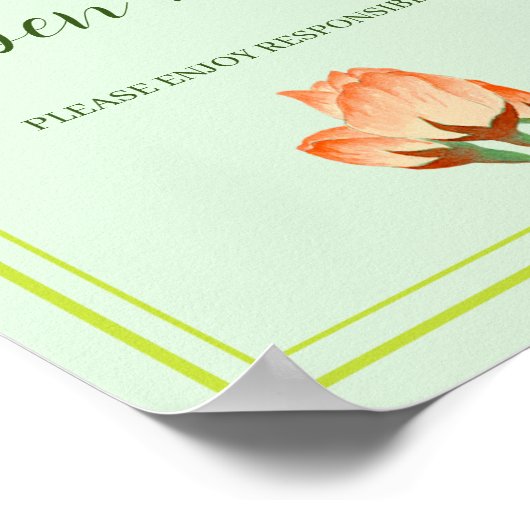 Roze Cherry Blossom , Wedding Open Bar Poster (Hoek)