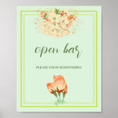 Roze Cherry Blossom , Wedding Open Bar Poster (Voorkant)