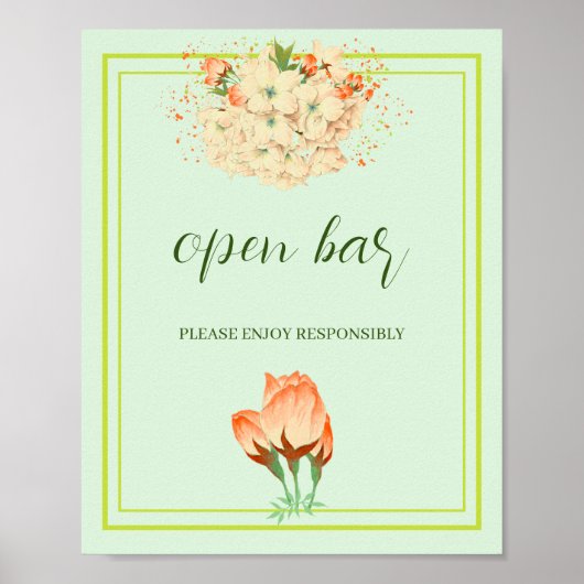 Roze Cherry Blossom , Wedding Open Bar Poster (Voorkant)