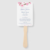 Roze Cherry Blossom Wedding Program Hand Fan Handwaaier (Voorkant)