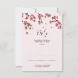Roze Cherry Blossom Wedding Reply Kaarten RSVP Kaartje