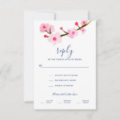 Roze Cherry Blossom Wedding RSVP Kaartje (Voorkant)