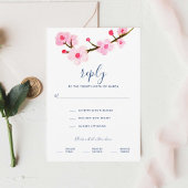 Roze Cherry Blossom Wedding RSVP Kaartje