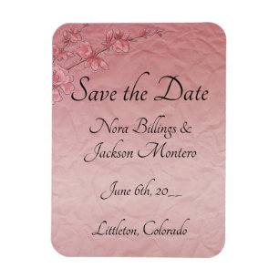 Roze Cherry Blossom Wedding Save the Date Kaart Magneet