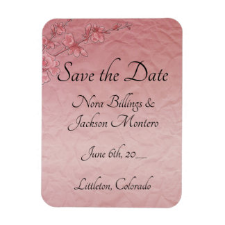 Roze Cherry Blossom Wedding Save the Date Kaart Magneet