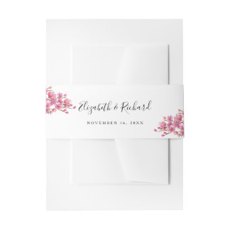 Roze Cherry Blossom Wedding Uitnodigingen Wikkel