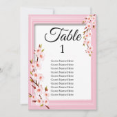 Roze Cherry Blossom Wedding Zitting Grafiek Kaart (Voorkant)