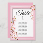 Roze Cherry Blossom Wedding Zitting Grafiek Kaart (Voorkant / Achterkant)