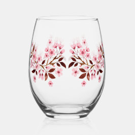 Roze Cherry Blossom Wijnglas Zonder Voet