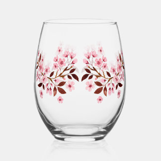 Roze Cherry Blossom Wijnglas Zonder Voet