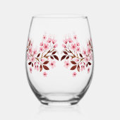Roze Cherry Blossom Wijnglas Zonder Voet (Achterkant)