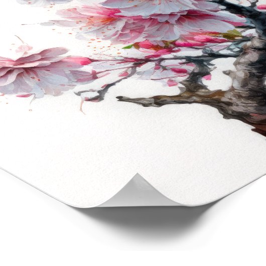 Roze Cherry Blossoms Bloemen Art Print Poster (Hoek)
