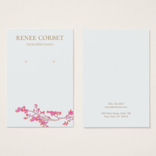 Roze Cherry Blossoms Floral Earring Display Card Visitekaartje (Voorkant /achterkant)