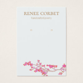 Roze Cherry Blossoms Floral Earring Display Card Visitekaartje