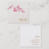  roze Cherry Blossoms Floral Flower Square Vierkante Visitekaartje (Voorkant / Achterkant)