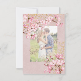 Roze Cherry Blossoms Gold Confetti Save The Date