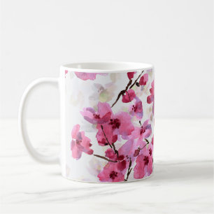 Roze Cherry Blossoms Waterverf Naadloos. Koffiemok