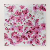 Roze Cherry Blossoms Waterverf Naadloos. Legpuzzel (Horizontaal)