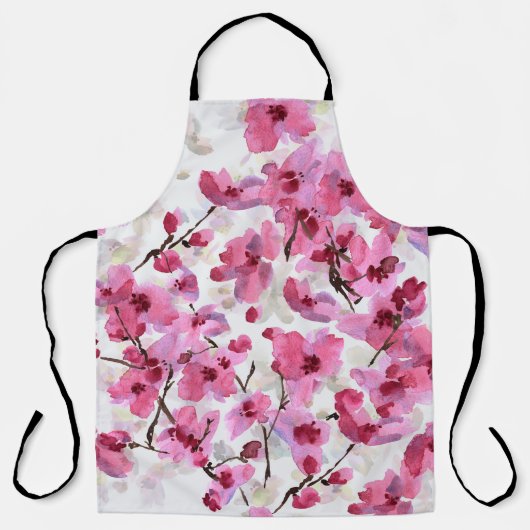 Roze Cherry Blossoms Waterverf Naadloos. Schort (Voorkant)
