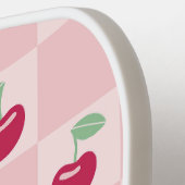 Roze Cherry Checkerboard Schattige Coquette Pickleball Paddle (Links Detail)