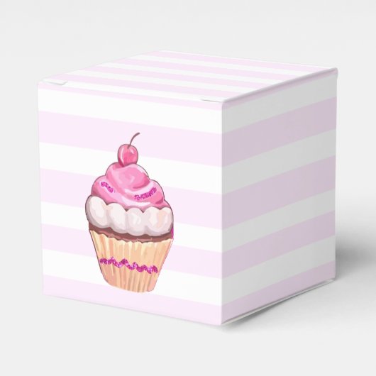 Roze Cherry Cupcake Box Bedankdoosjes (Voorkant Zijde)