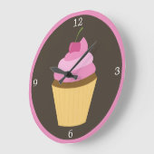 Roze Cherry Cupcake Grote Klok (Hoek)