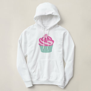 Roze Cherry Cupcake met groene strepen Hoodie