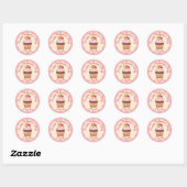 Roze Cherry Cupcake Ronde Sticker (Vel)