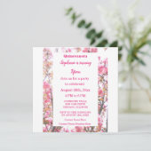 Roze Cherry Floral Quinceanera Fiftiende verjaarda Kaart (Staand voorkant)