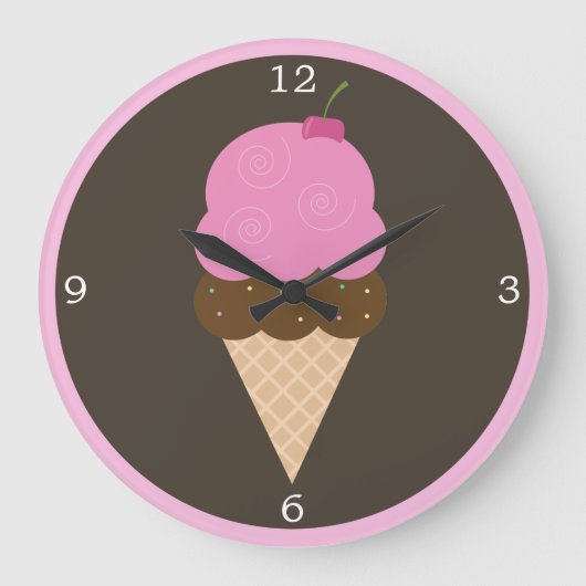 Roze Cherry Ice Cream Cone Grote Klok (Voorkant)