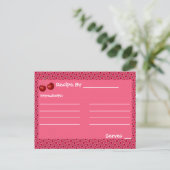 Roze Cherry Mod Recipe Cards Sjabloon Briefkaart (Staand voorkant)